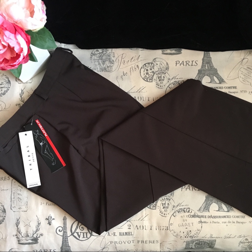 NWT- Tribal Petites Dark Brown Dress Pants - Sz 4P